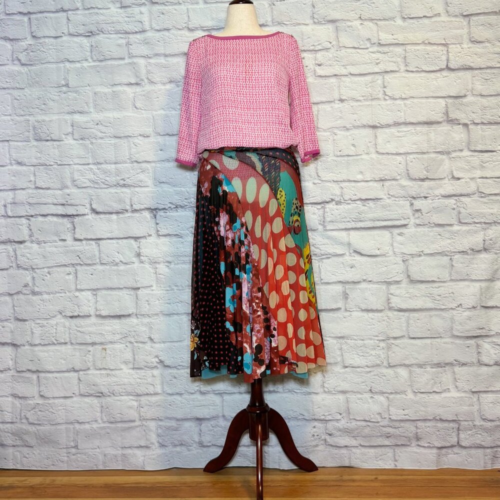 Fuzzi Sheer Patchwork Midi Skirt - image 5